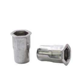 Tuerca Remachable Semihexagonal M-3 sin Cabeza, inoxidable
