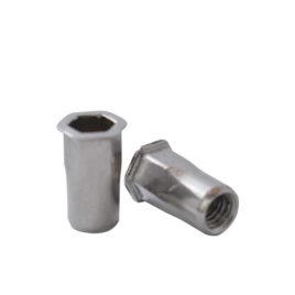 Tuerca Remachable Semihexagonal M-4 sin Cabeza, Inoxidable