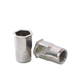 Tuerca Remachable Semihexagonal M-6 sin Cabeza, inoxidable