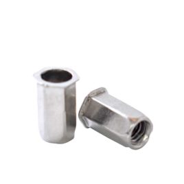 Tuerca Remachable Hexagonal M-4 sin Cabeza, Inoxidable